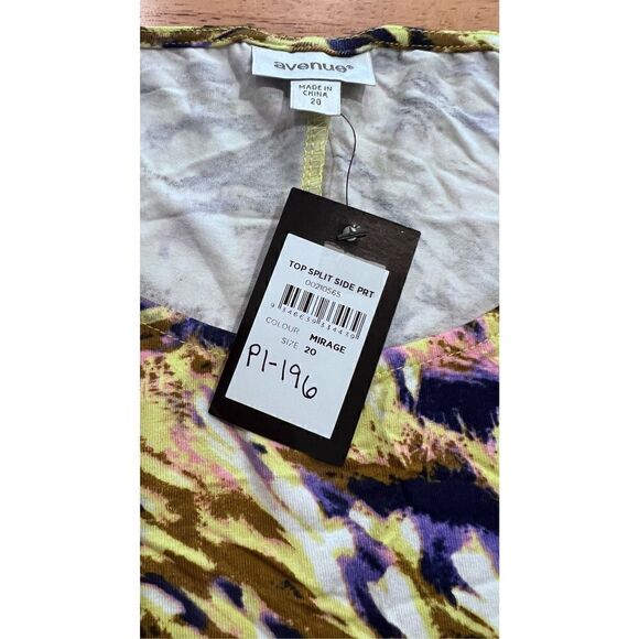 AVENUE YELLOW MIRAGE SPLIT SIDE BLOUSE WOMENS SIZE 20 NEW P1-196 - Picture 4 of 9